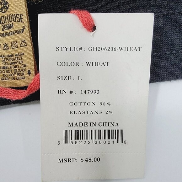 Grindhouse Denim Mens Cargo Shorts Size Large Tan Khaki Drawstring Waist Stretch - Picture 12 of 13